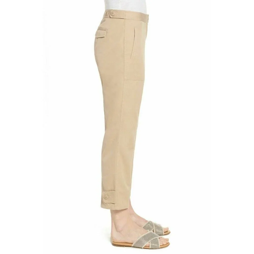 $229 Nordstrom Signature Women's Crop Pants Beige Cement Size 4 NWOT - Picture 7 of 16